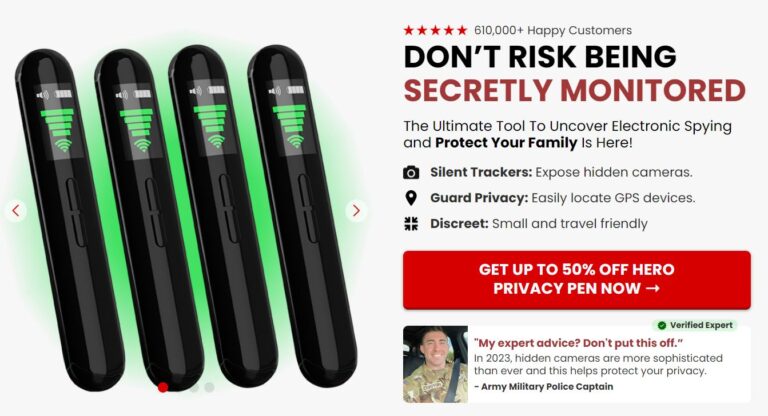 Prepared Hero Privacy Pen (Hero Privacy Pen) Hidden Camera Detector, Anti Spy, GPS Tracker Detector, Portable RF Signal Finder for Airbnb, Hotels, Bathroom, Home, Office!