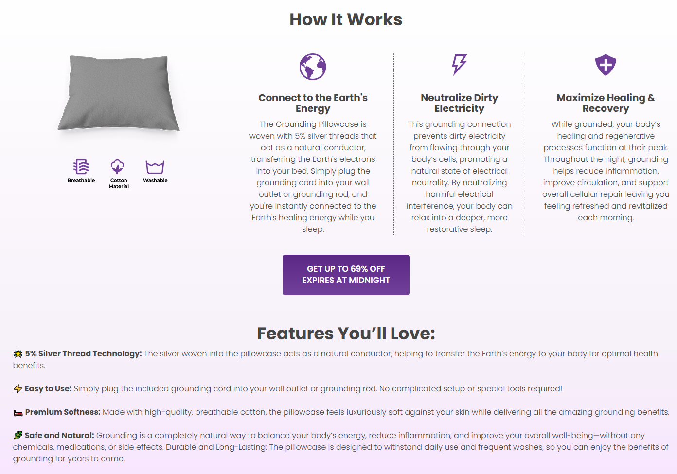 Sleep Connection Grounding Pillowcase