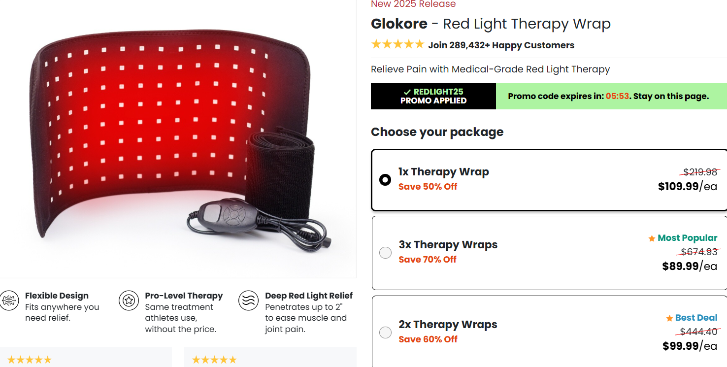 Glokore Red Light Therapy Wrap