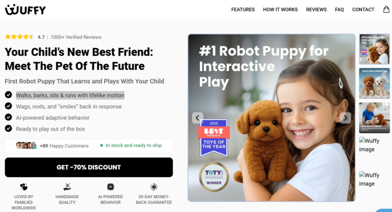 Wuffy Robot Puppy Child’s New Best Friend, Walks, Barks, Sits & Runs With Lifelike Motion!